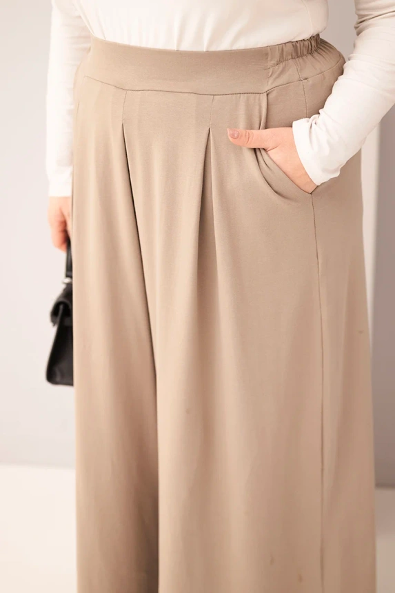 Dámské bavlněné kalhoty Plus Size s širokými nohavicemi a volným střihem fango