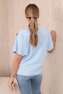 Cotton blouse with a decorative bow blue 