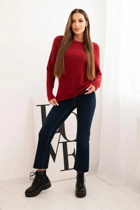 Women's sweater made of baby alpaca with long sleeves burgundy