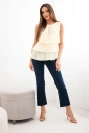 Women's cotton off-the-shoulder blouse with ruffles sleeveless yellow