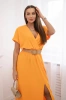 Sukienka długa z ozdobnym paskiem pomarańczowa