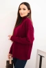 Women's viscose sweater with a ribbed turtleneck and loose fit burgundy