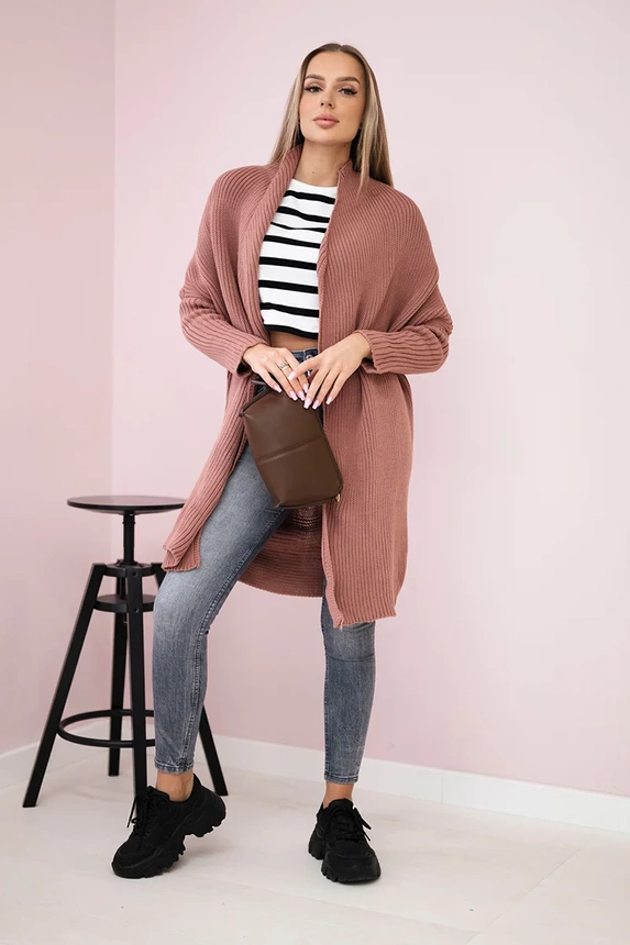 Sweater with batwing sleeve dark pink