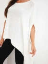 Damensweater Poncho mit Mohair asymmetrisch mit weitem Ausschnitt ecru