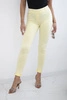 Cotton pants with cubic zirconia on the back pockets yellow