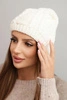 Women's winter wool hat with cable knit K452 ecru