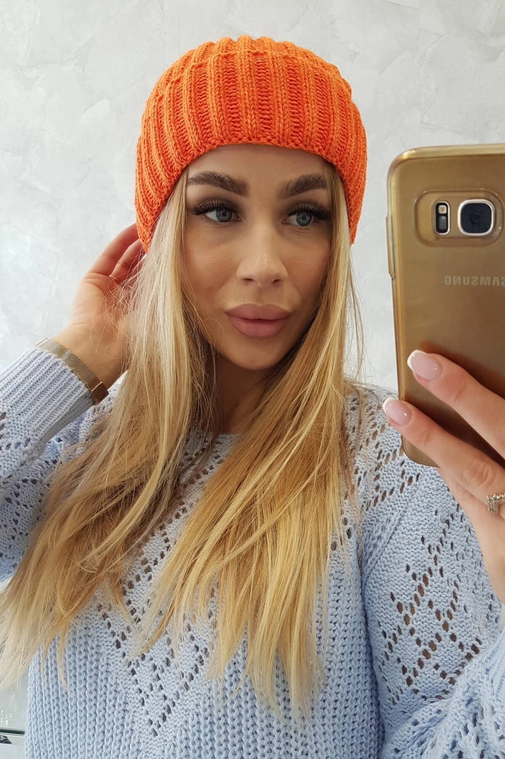 Čiapka s otočením nahor Magda K293 oranžový neón