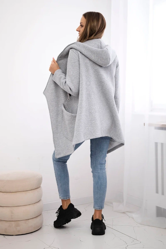 Insulated sweatshirt with an asymmetrical zipper gray