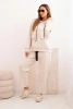 Women's set butter hoodie with pants with a belt beige