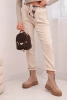 Women's viscose pants with a scarf belt beige