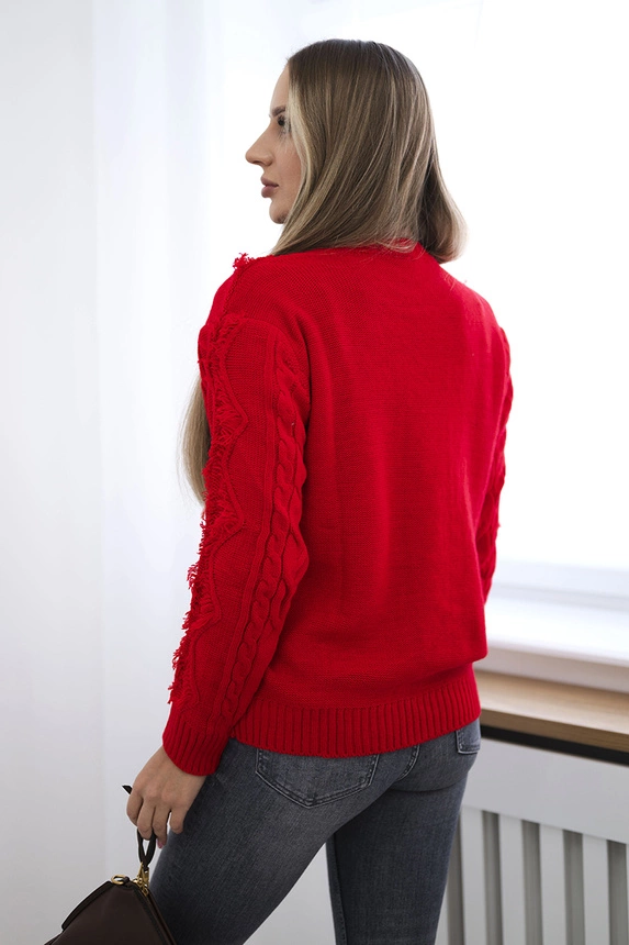 Pullover mit Flechtbindung rot