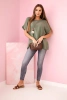 Musselin-Bluse mit Halskette khaki