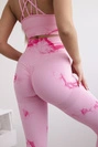 Fitness set top+ legíny push up růžová + fuchsiová