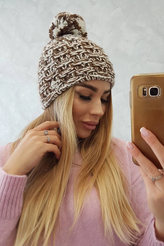 Cap with fleece Fiona K275 white + brown