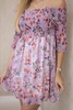 Off-the-shoulder dress with a flower pattern purple
