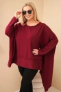 Dámská tunika Plus Size z bavlny s asymetrickým spodním lemem bordová