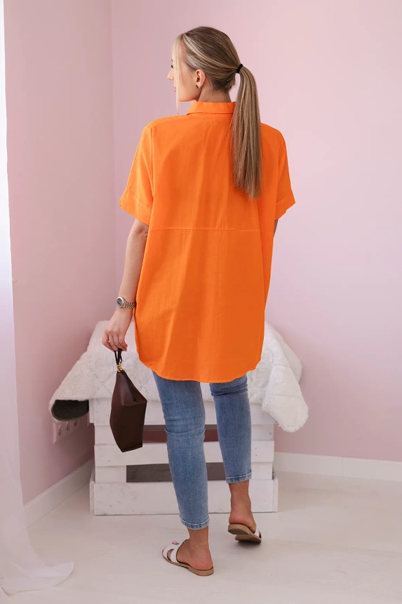 Kurzärmeliges Baumwollhemd Orange