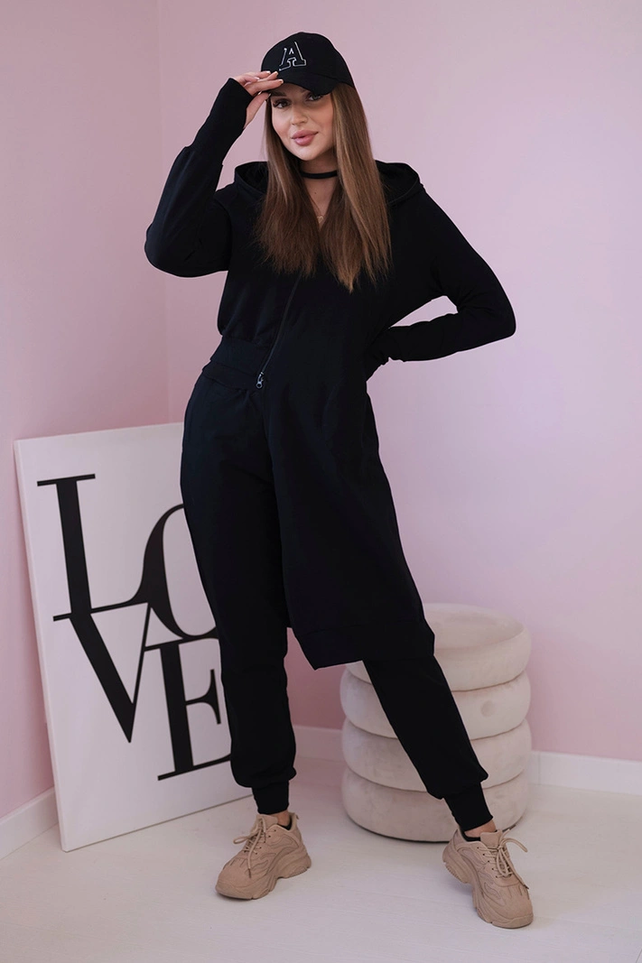 Set sweatshirt with longer side black