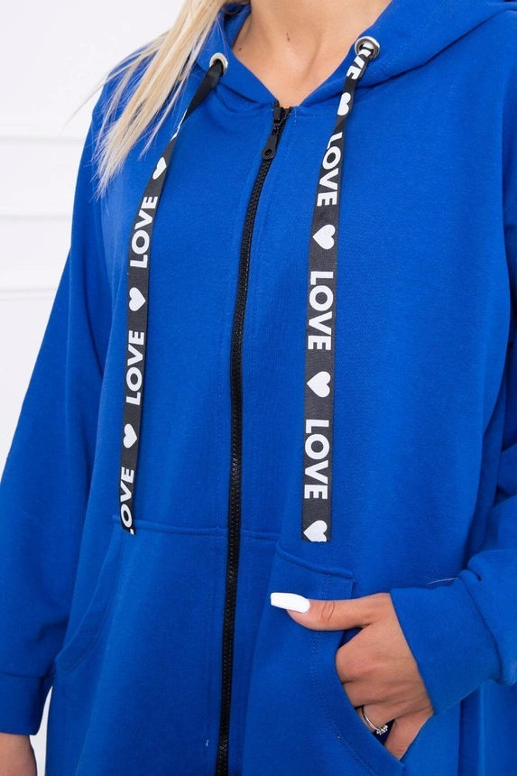 Sweatshirt with longer back and hood mauve-blue