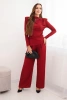 Women's cotton set with a blouse and wide-leg pants maroon