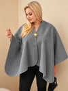 Dámské pončo Plus Size s broží grafit