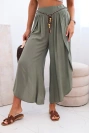 Damenhose aus Viskose mit Beinschlitz khaki