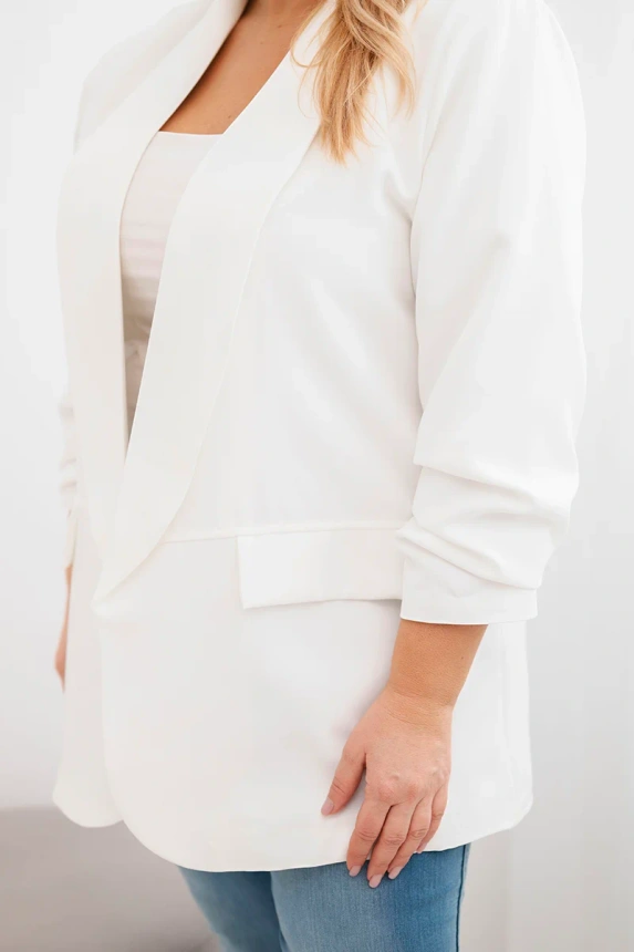 Dámska elegantná plus size sako ecru