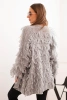 Women's cardigan with fringes and a loose fit gray