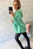 Hooded sweater with batwing sleeve light green