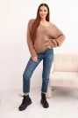 Women's sweater with a wool blend and a V-neck camel