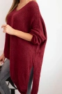 Damenpullover aus Wolle asymmetrisch Plus Size mit V-Ausschnitt bordó