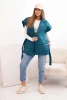 Women's quilted vest with a belt and wide collar sea green