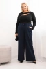 Dámske nohavice Plus Size so širokým strihom a opaskom čokoládové