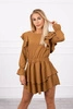 Dress with vertical flounces camel