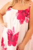 Women's dress with straps, ruffle, and floral print pink