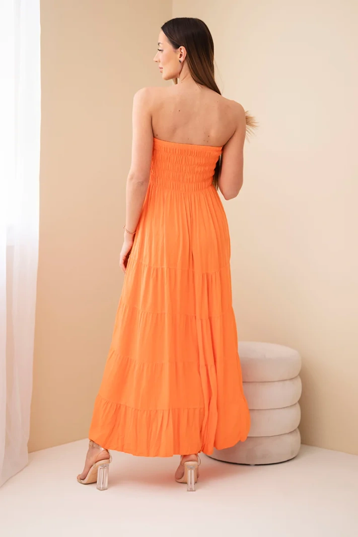 Damenkleid aus Viskose mit elastischem Oberteil orange