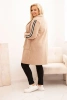 Damenmantel Plus Size aus Kunstfell mit Taschen dunkel beige