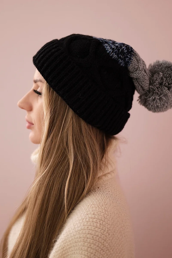 Cap with fleece Alice K248 black+gray