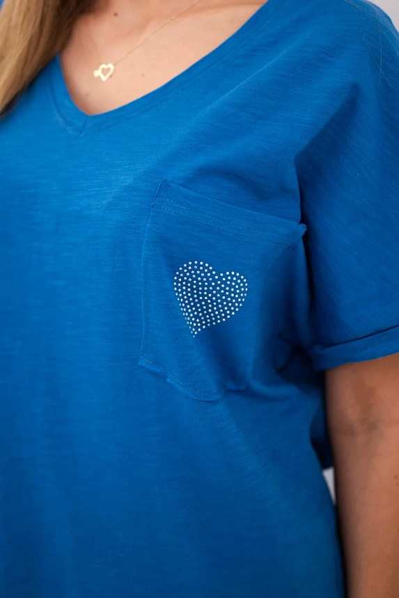 Bavlněná halenka s džínovou kapsou