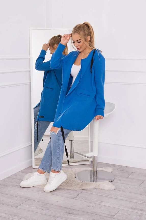 Insulated cape with a hood mauve blue