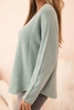 Women's sweater with viscose and a V-neck dark mint