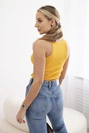 Striped blouse with metal plate mustard