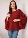 Oversize-Damenpullover mit Alpaka bordaux
