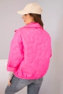 Women's spring quilted jacket with floral pattern neon pink