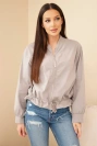 Women's cotton zip-up sweatshirt with tie at the bottom fango