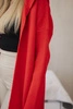 Sweter Kardigan z kapturem czerwony