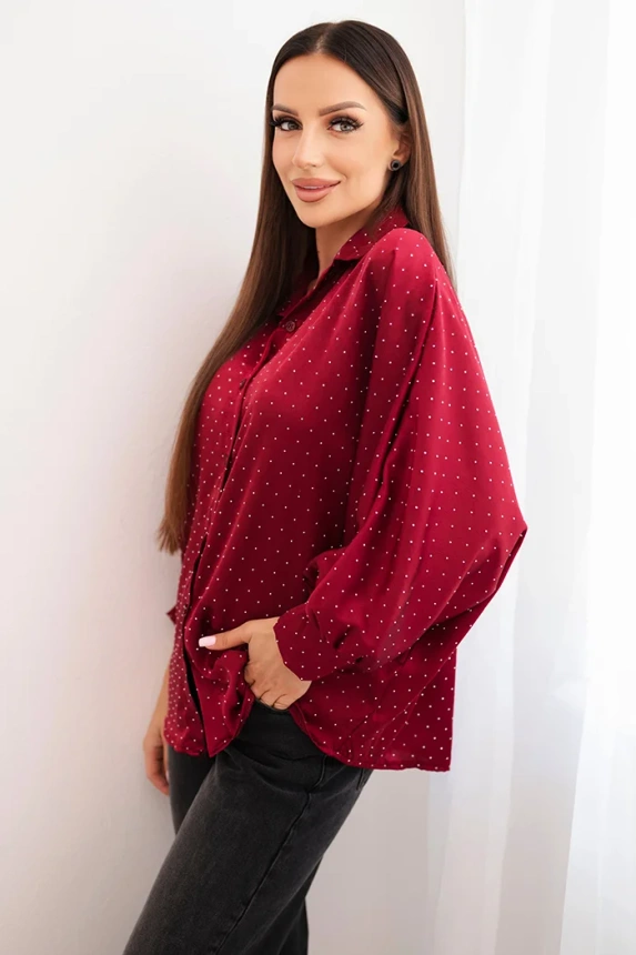 Damenbluse elegant aus Viskose mit Knöpfen und Kragen bordeaux