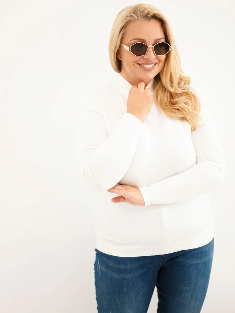 Women’s Plus Size Viscose Sweater with Turtleneck ecru