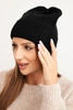Women's winter hat made of wool with a classic ribbed knit K444 black