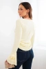 Women's ribbed blouse with a V-neck and frills on the sleeves yellow
